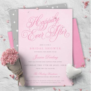 Pink Happily Ever After Bridal Shower Invitations