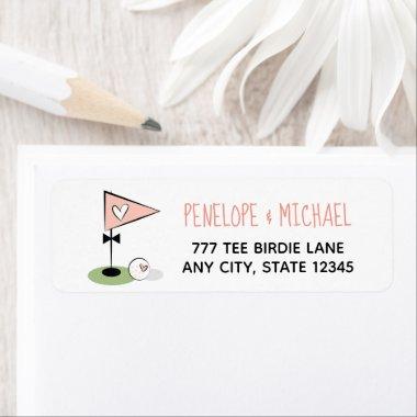 Pink Heart Golf Ball and Flag Label
