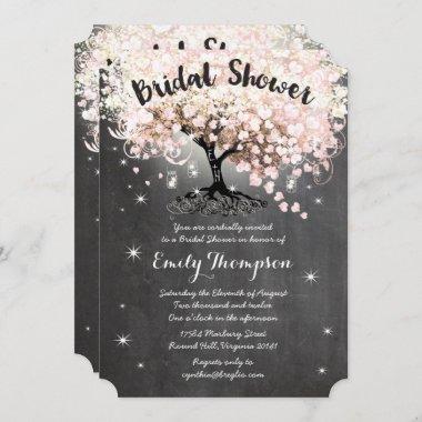 Pink Heart Leaf Tree Bridal Shower Invite