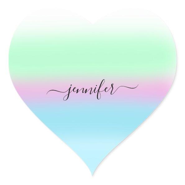 Pink Heart Minimalism Name Bridal Ombre Business Heart Sticker