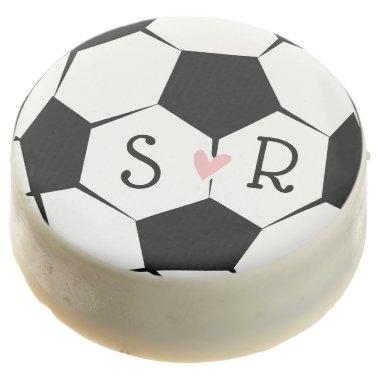 Pink Heart Monogrammed Soccer Ball Dipped Oreos