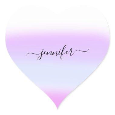 Pink Heart Purple Name Bridal Ombre Pastels Heart Sticker