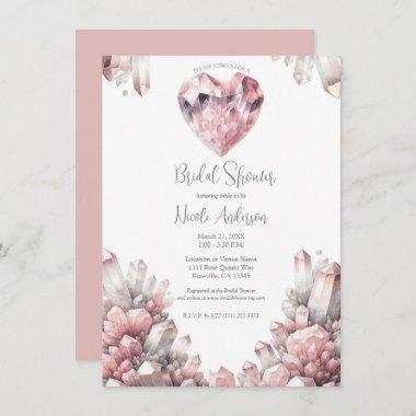 Pink Heart Rose Quartz Love Crystal Bridal Shower Invitations