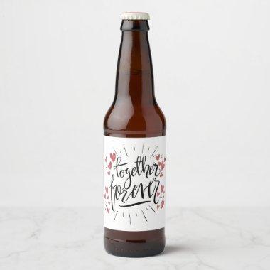 Pink Heart Together Forever Wedding, Bridal Shower Beer Bottle Label