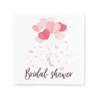 pink hearts balloons bridal shower napkins