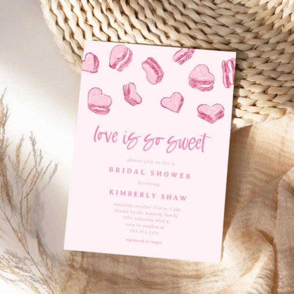 Pink Hearts Love Is So Sweet Bridal Shower Invitations