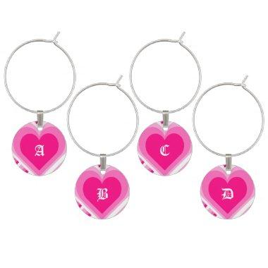 Pink Hearts Wine Charms