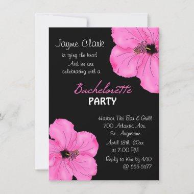Pink Hibiscus Bachelorette Party Invitations