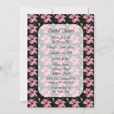 Pink Hibiscus Floral Bridal Shower Invite