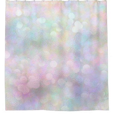Pink Holographic Abstract Unicorn Girly Modern Shower Curtain
