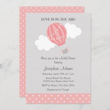 Pink Hot Air Balloon Bridal Shower Invitations