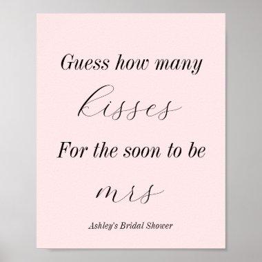 Pink How Many Kisses Bridal Shower Games Poster