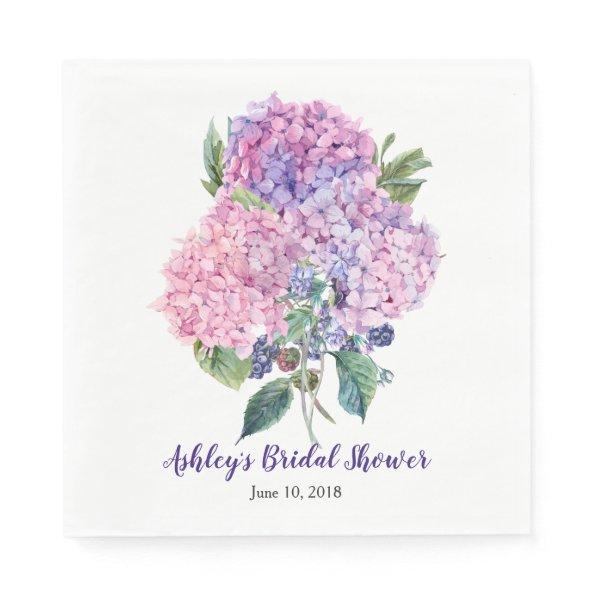 Pink Hydrangea Berries Floral  Napkins