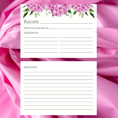 Pink Hydrangea Floral Watercolor Recipe Invitations
