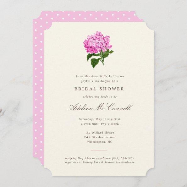 Pink Hydrangea Grandmillennial Bridal Shower Invitations