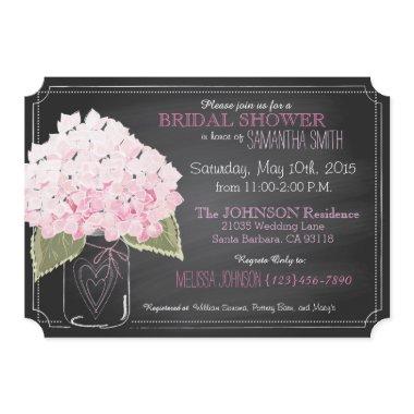 Pink Hydrangea Mason Jar Chalkboard