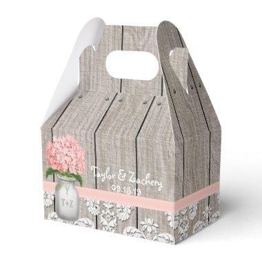 Pink Hydrangea Mason Jar Wedding Favor Gift Box