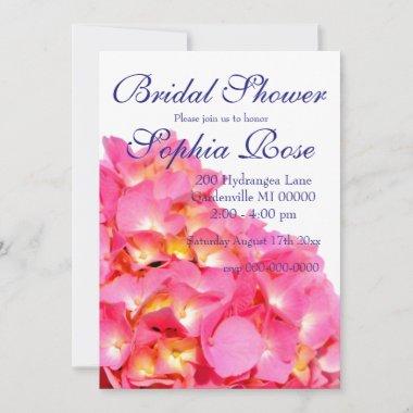 Pink Hydrangea pink floral pink flower Invitations