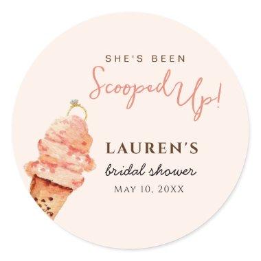 Pink Ice cream Scooped up Bridal Shower Classic Round Sticker