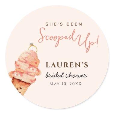 Pink Ice cream Scooped up Bridal Shower Classic Round Sticker