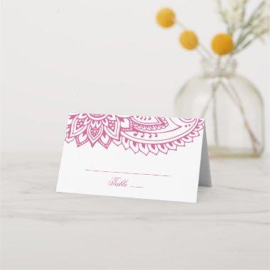 Pink Indian Paisley Wedding Place Invitations