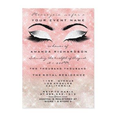 Pink Ivory Makeup White Glitter 16th Bridal Shower Invitations