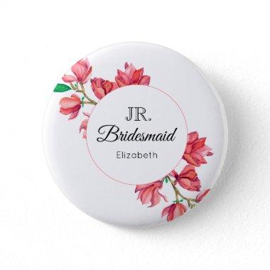 Pink Junior Bridesmaid Floral White Button