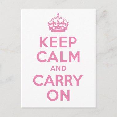 Pink Keep Calm And Carry On PostInvitations
