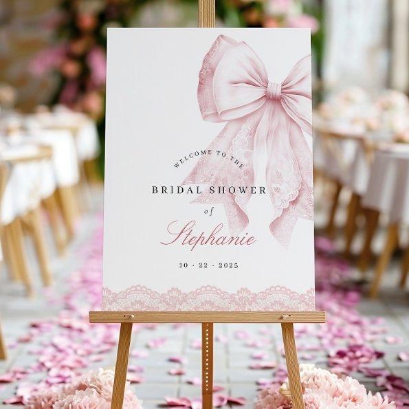Pink Lace Bow  Welcome Sign
