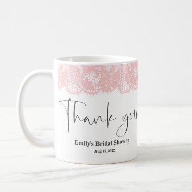 Pink Lace Bridal Shower Thank You Favor Coffee Mu Coffee Mug
