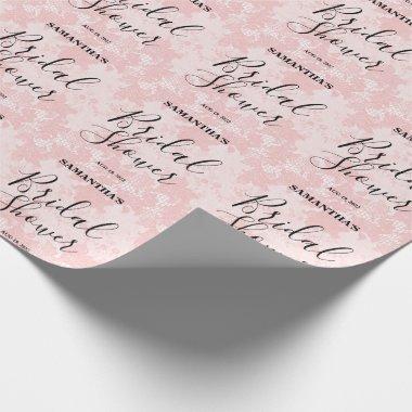 Pink Lace Bridal Shower Wrapping Paper