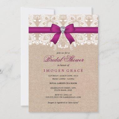 Pink Lace & Burlap Bridal Shower Invite