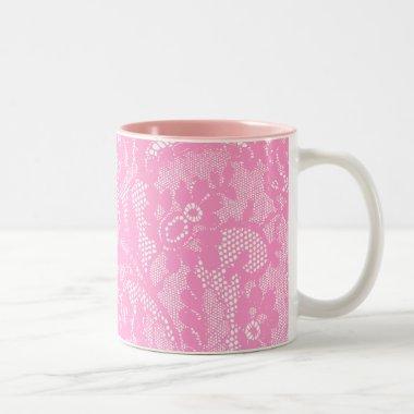 Pink Lace Two-Tone Coffee Mug