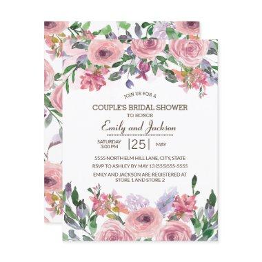 Pink Lavender Spring Floral Couple's Bridal Shower Invitations