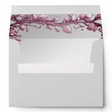 Pink Leaves Flourish Floral Envelope
