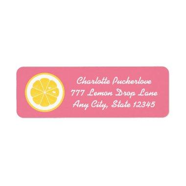 Pink Lemon Heart Return Address Labels Stickers
