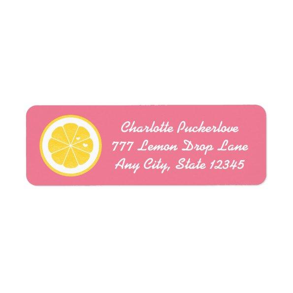 Pink Lemon Heart Return Address Labels Stickers
