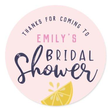 Pink Lemonade Lemon Bridal Shower Classic Round Sticker