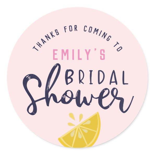 Pink Lemonade Lemon Bridal Shower Classic Round Sticker