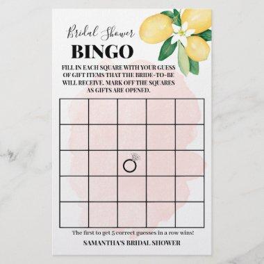 Pink Lemons Bridal Shower Bingo Game Invitations Flyer