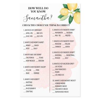Pink Lemons How well do you know Bride Game  Flyer