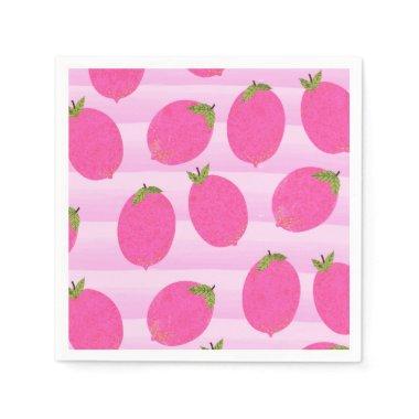 Pink Lemons Lemonade Summer Fruit Watercolor Party Paper Napkins