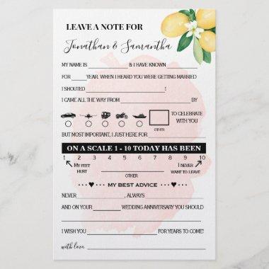 Pink Lemons Note for Couple Wedding Game Invitations Flyer