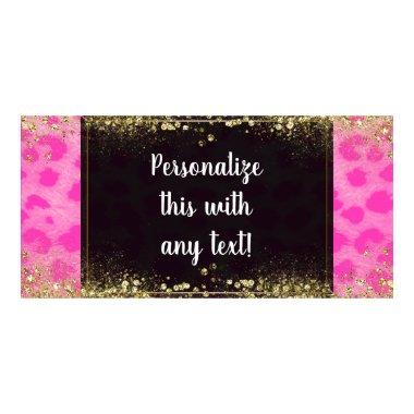 Pink Leopard Cheetah Print Gold Glitter Banner