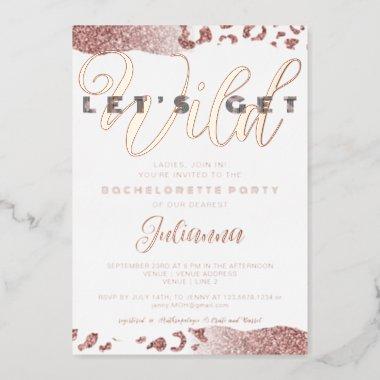 Pink Let's Get Wild Animal Print Bachelorette Bach Foil Invitations