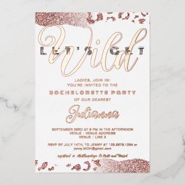 Pink Let's Get Wild Animal Print Bachelorette Bach Foil Invitations