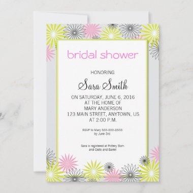 Pink, Lime Green & Black Bridal Shower Invite