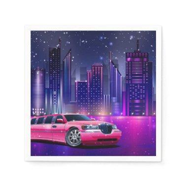 Pink Limo Limousine City Sweet 16 Birthday Party Napkins
