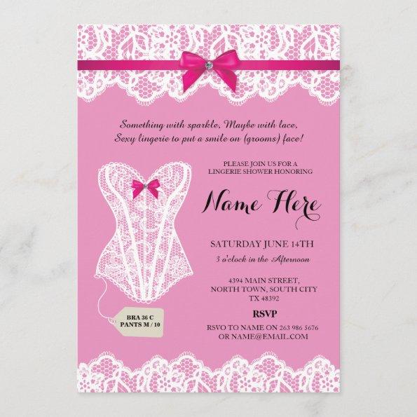 Pink Lingerie Shower Bridal Party Corset Invites