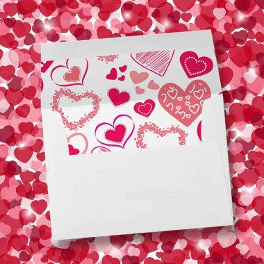 Pink Love Hearts Valentine's Day Envelope Liner
